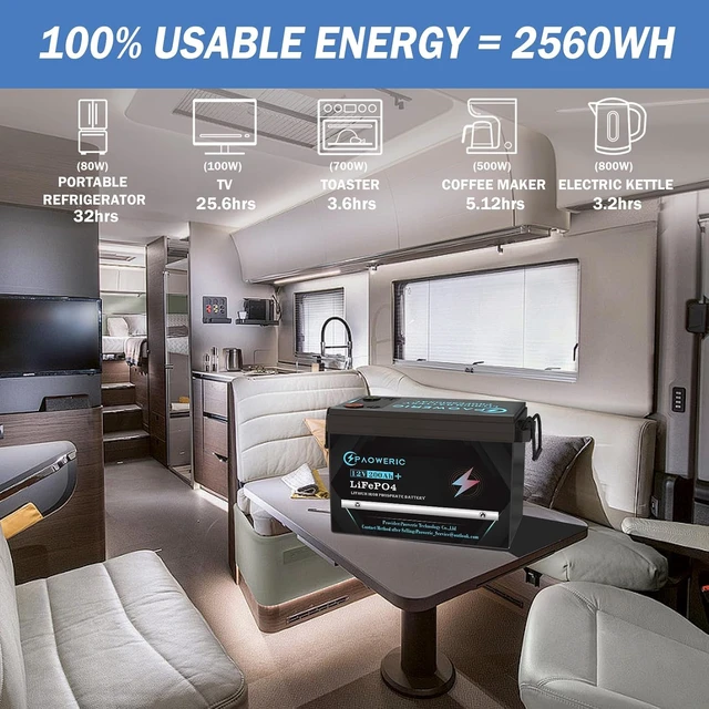 Alt view image 4 of 7 - 12V 330Ah Smart LiFePO4 Lithium Battery with 200A BMS, Compact Lithium Iron Phosphate Battery for Solar, RV, Home Energy Storage