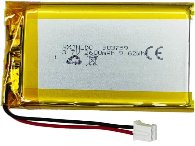 Main image of DC 3.7V 2600mAh 903759 Rechargeable Lithium Polymer Replacement Battery for DIY 3.7-5V Electronic Products with Built-in 2-Wire Battery Replacement