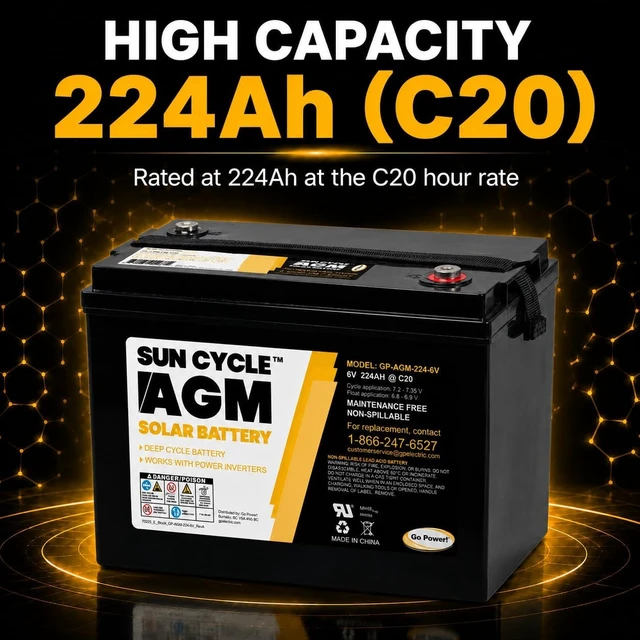 Alt view image 3 of 7 - Go Power GP-AGM-100-12 SunCycle Deep Cycle 12V AGM Solar Battery