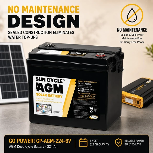 Alt view image 5 of 7 - Go Power GP-AGM-100-12 SunCycle Deep Cycle 12V AGM Solar Battery