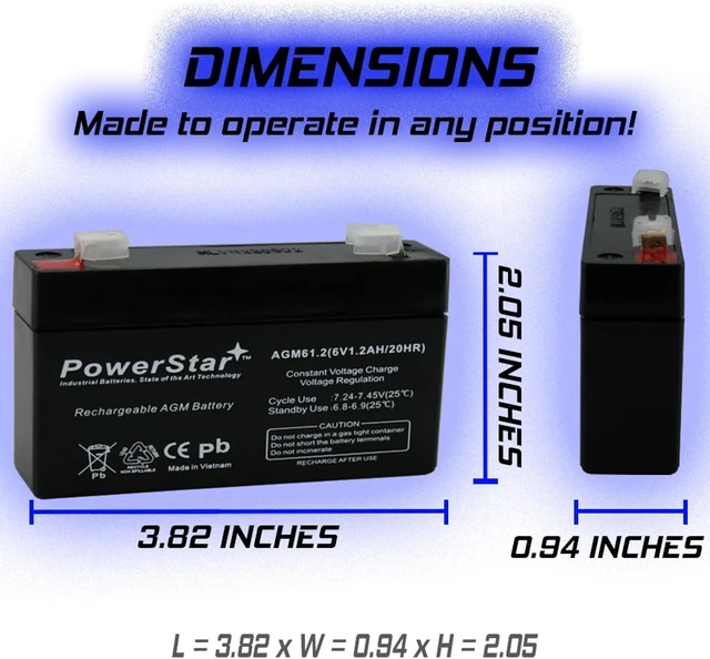 Alt view image 7 of 7 - PowerStar 6V 1.2AH SLA Battery - Back-up Battery for GE Simon & XT Panel - 2 Year Warranty
