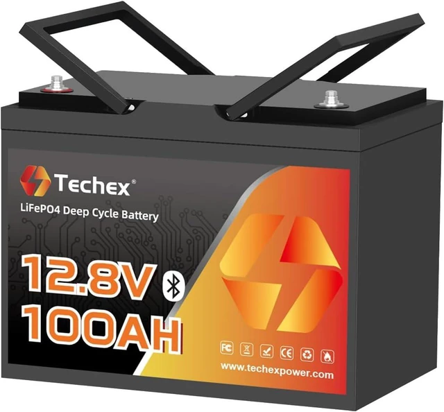 Main image of 12V 100Ah LiFePO4 Battery Bluetooth, Group 24, 100A BMS, Low Temp Cut Off, Deep Cycle Lithium Battery 12V 100Ah for Trolling Motor, Boat, RV, Solar, Camping, Off Grid