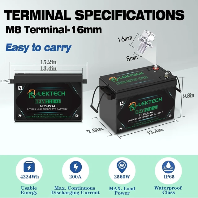 Alt view image 2 of 7 - 12V 330Ah LiFePO4 Lithium Battery Small Size Built-in 200A BMS