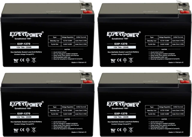 Main image of ExpertPower 12V 7Ah AGM SLA Battery for Ride-On Toys F1 Terminal (4 Pack)