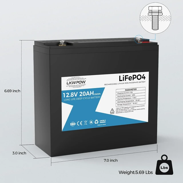 Alt view image 4 of 6 - 12V 20Ah LiFePO4 Lithium Battery with 25A BMS