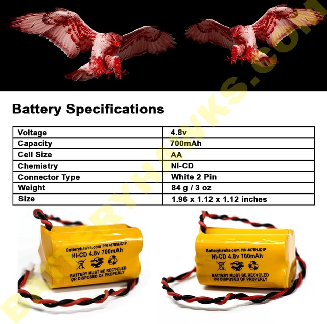Alt view image 5 of 7 - Battery Hawk (5 Pack) DAA700MAH4.8V BL93NC487 DAA700MAH4.8V Ni-CD AA 700mAh 4.8v AA600mAh AA700MAH AA500MAH BL93NC484