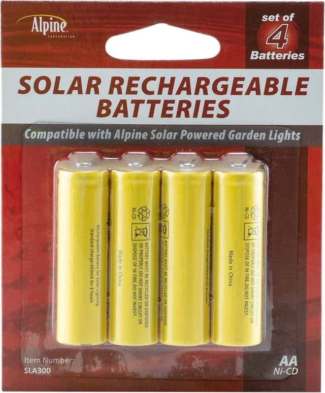 Main image of Alpine Corporation AA Ni-CD Replacement Rechargeable Batteries for Solar Powered Garden Lights, Set of 4