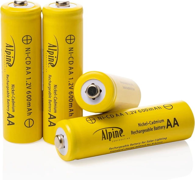 Alt view image 3 of 7 - Alpine Corporation AA Ni-CD Replacement Rechargeable Batteries for Solar Powered Garden Lights, Set of 4