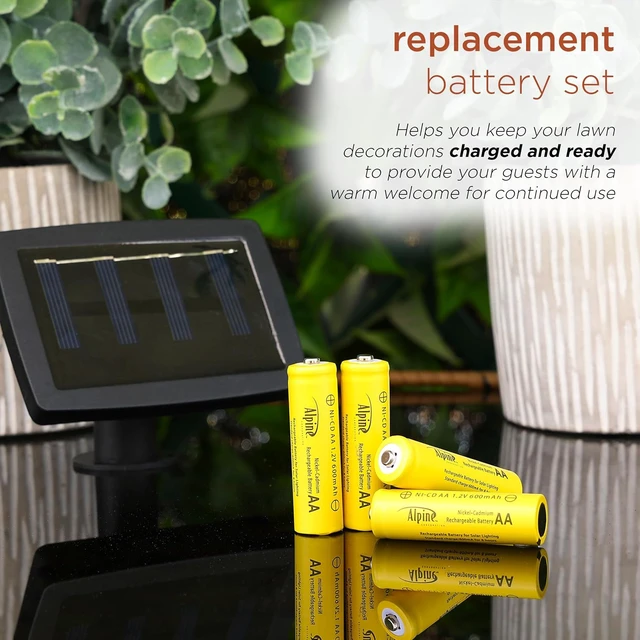 Alt view image 6 of 7 - Alpine Corporation AA Ni-CD Replacement Rechargeable Batteries for Solar Powered Garden Lights, Set of 4