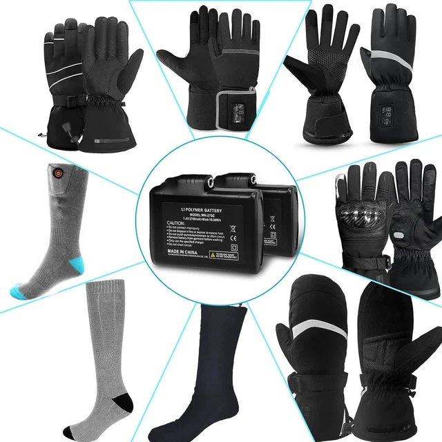 Alt view image 6 of 7 - winna 7.4V 2700mAh Rechargeable Li-ion Batteries, Accessories for Heated Gloves, Li-Polymer Battery Pack Replacement for Electric Gloves Heated Socks Heated Motorcycle Gloves(2 Pack)