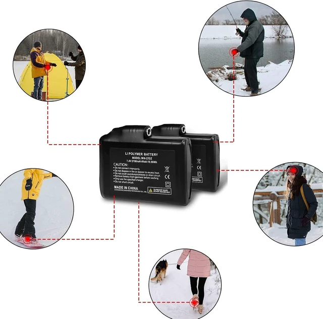 Alt view image 7 of 7 - winna 7.4V 2700mAh Rechargeable Li-ion Batteries, Accessories for Heated Gloves, Li-Polymer Battery Pack Replacement for Electric Gloves Heated Socks Heated Motorcycle Gloves(2 Pack)