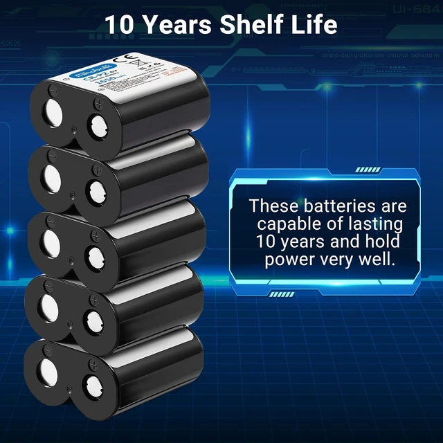 Alt view image 2 of 6 - 5-Pack CR-P2 Battery, 6V 1650mAh Lithium Replacement