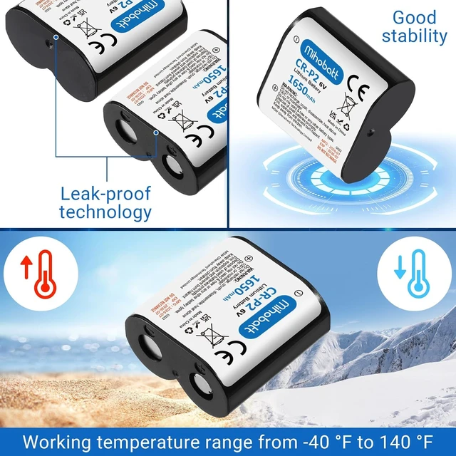Alt view image 3 of 6 - 5-Pack CR-P2 Battery, 6V 1650mAh Lithium Replacement