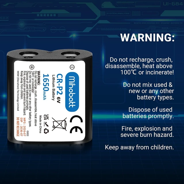 Alt view image 5 of 6 - 5-Pack CR-P2 Battery, 6V 1650mAh Lithium Replacement