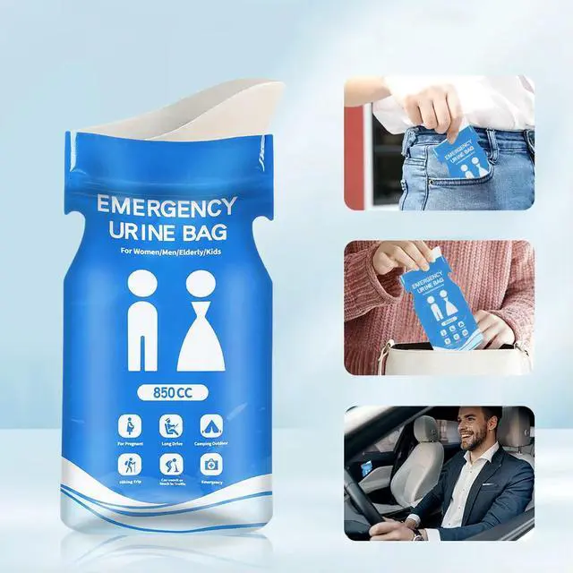 Alt view image 4 of 4 - Disposable Urinal Bag Outdoor Emergency Urinate Bags 850ml Emergency Pee/Wee Bags Self Sealing Car Pee Bags for Camping Hiking