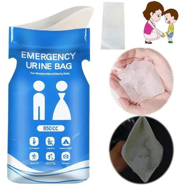 Alt view image 2 of 4 - Disposable Urinal Bag Outdoor Emergency Urinate Bags 850ml Emergency Pee/Wee Bags Self Sealing Car Pee Bags for Camping Hiking