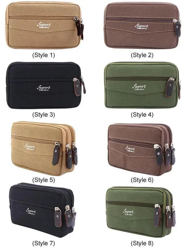 Alt view image 3 of 7 - 6.5 inch Men Belt Bags Large Capacity Multifunction Sports Belt Bag Portable Canvas Multi-Pockets Zipper Solid Color for Fitness