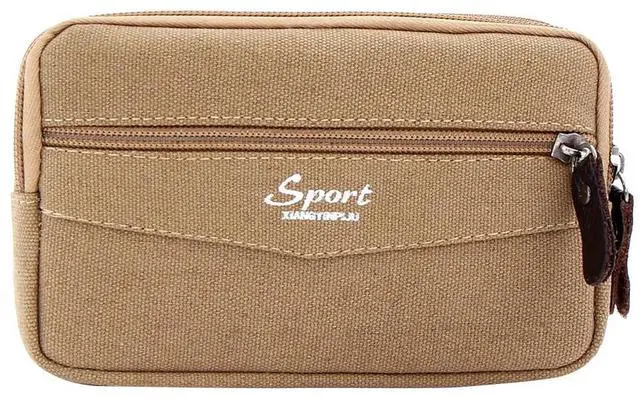 Alt view image 4 of 7 - 6.5 inch Men Belt Bags Large Capacity Multifunction Sports Belt Bag Portable Canvas Multi-Pockets Zipper Solid Color for Fitness