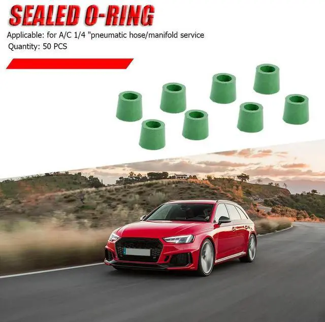 Alt view image 4 of 7 - 50-150pcs A/C 1/4 inch Charging Hose Manifold Repair Rubber Sealing O-ring Green HVAC Nitrile Rubber Gasket Replacement Parts