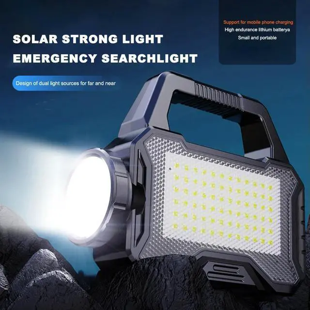 Alt view image 2 of 4 - Solar LED Searchlight Long Range Camping Lantern Type C Rechargeable Handheld Spotlight Torch Super Bright for Outdoor Emergency