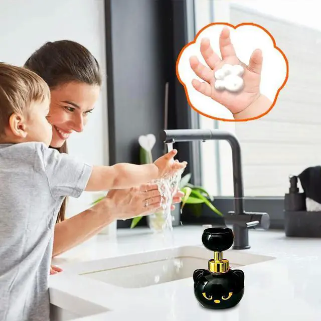 Alt view image 8 of 8 - Cats Paw Print Soaps Pump Bottle Black Cat Foaming Pump Bottle Halloween Cat Paw Foaming Soap Dispenser for Bathroom Kitchen