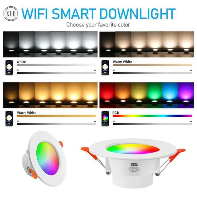 Alt view image 7 of 7 - 1-5PCS RGB LED Bulb Tuya Downlight Spotlight Bluetooth-Compatible Lamp 10W 85-265V APP Control RGBCW Garland Atmosphere Decor