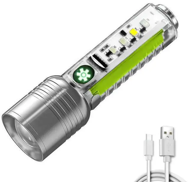 Alt view image 2 of 7 - XHP50 LED Flashlight 500mAh 800LM Torch Light Type-C USB Rechargeable 6 Modes IPX4 Waterproof for Camping Banknote Verification