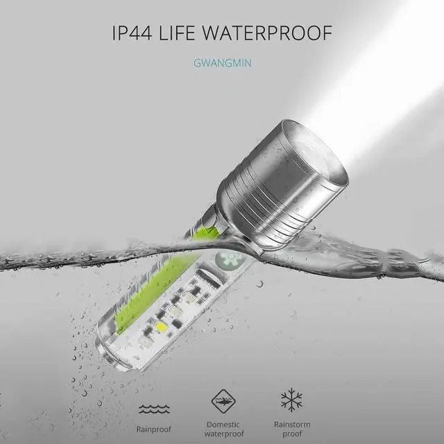 Alt view image 3 of 7 - XHP50 LED Flashlight 500mAh 800LM Torch Light Type-C USB Rechargeable 6 Modes IPX4 Waterproof for Camping Banknote Verification