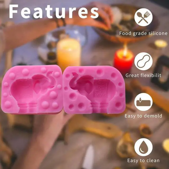 Alt view image 4 of 7 - Elephant Silicone Mold Resin Casting Mold Cute Clay Mold 3D Animal Mold for Candle Soap Fondant Chocolate Polymer Clay