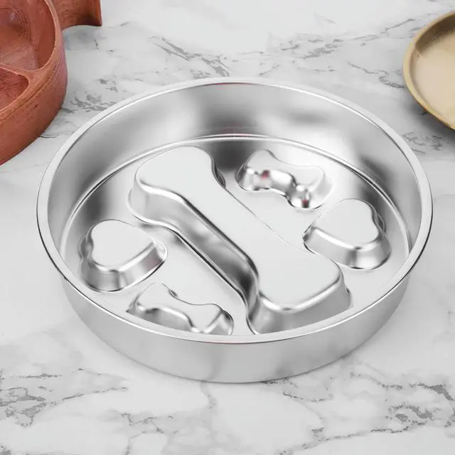 Alt view image 4 of 7 - 304 Stainless Steel Pet Dog Slow Feeder Bowl with Non-Slip Mat Dog Wat Dog Water Bowl Pet Bowl for Small & Medium Dogs