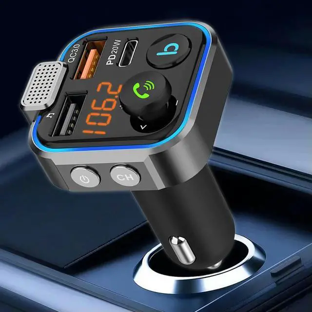 Main image of Fast USB FM Modulator Bluetooth-Compatible 5.0 PD 20W QC3.0 USB Car Fast Charger Hands-Free MP3 Player Radio Car FM Transmitter