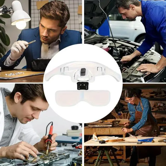 Alt view image 3 of 7 - LED Head Magnifier Powered Hands Free Headband Magnifying Glasses Lighted Magnifying Glasses Head Mount Magnifying Glass