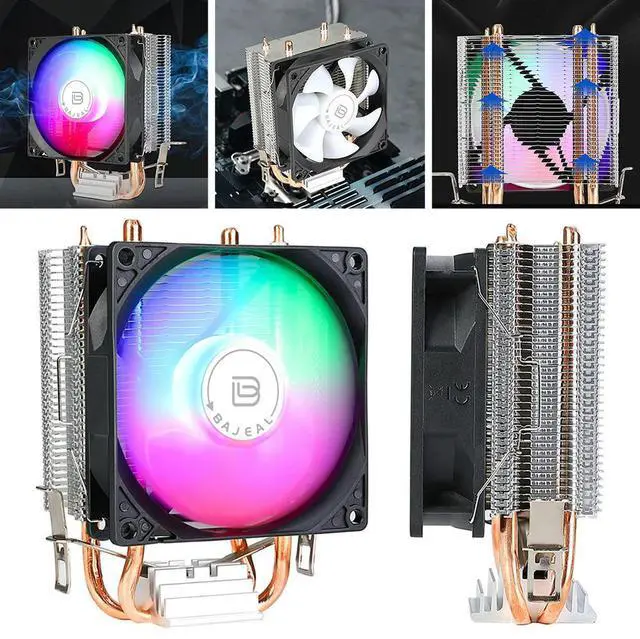 Main image of CPU Air Cooler with 2 Heat Pipes Quiet Rainbow RGB Cooling Fan Silent RGB Fan for LGA775 1150/1151/1155/1156/1200 AM2