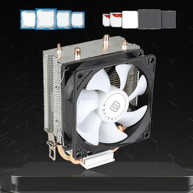 Alt view image 4 of 7 - CPU Air Cooler with 2 Heat Pipes Quiet Rainbow RGB Cooling Fan Silent RGB Fan for LGA775 1150/1151/1155/1156/1200 AM2
