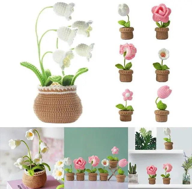 Alt view image 3 of 7 - Cute Flower Crochet Starter Kit Creative Crocheting Sewing Flower Kit Flowers Sewing Material Package DIY Knitting Supplies