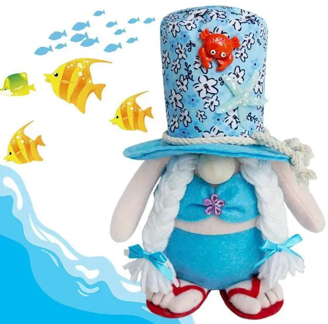 Alt view image 3 of 7 - 2Pcs Beach Gnomes Plush Beach Gnomes Couple Decor with Weighted Base Tiered Tray Decor Cute Shelf Sitters for Birthday Gifts