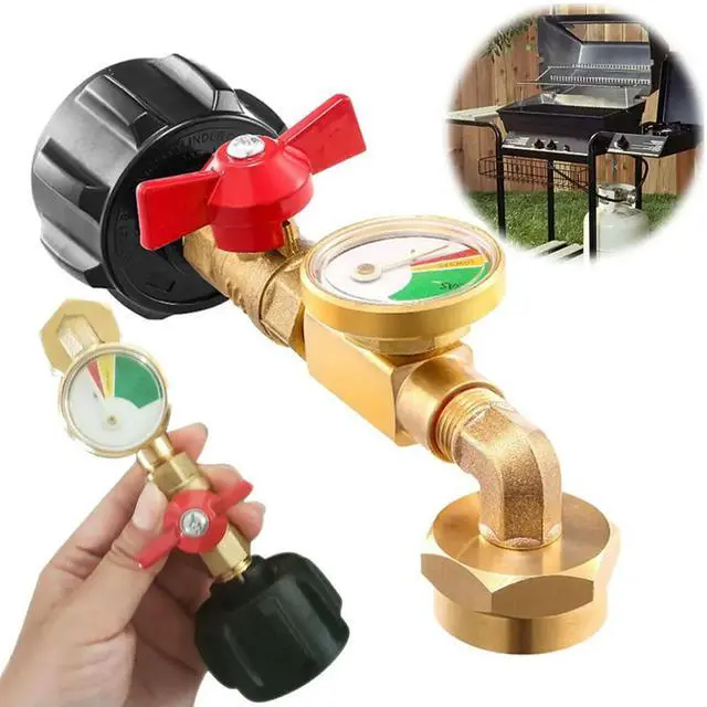 Alt view image 2 of 7 - QCC1 Propane Refill Elbow Adapter with Valve and Gauge Propane Refill Pressure Adapter for Camping Grill 1LB Bottle Refilled