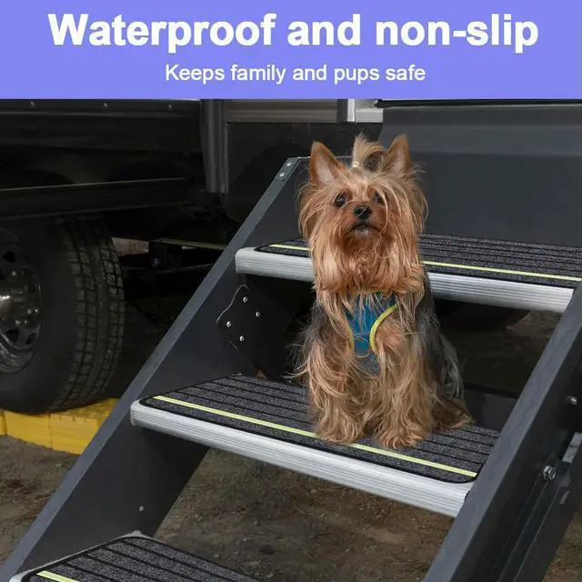 Alt view image 3 of 8 - 4 Pack Camper Rug Carpet Set Non-Slip RV Stair Covers Reflective RV Step Rugs for Outdoor Adventures