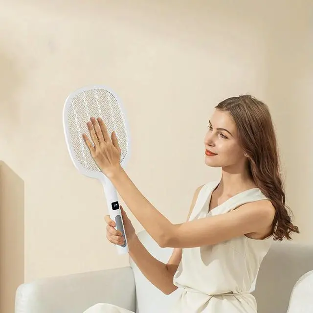 Alt view image 6 of 8 - Bug Zapper Racket Rechargeable Electric Fly Swatter 4000V Mosquitoes Trap Lamp for Indoor and Outdoor
