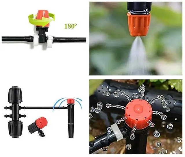 Alt view image 6 of 8 - 200FT Quick-Connect Drip Irrigation System Kit with 1/4 Inch 1/2 Inch Irrigation Tubing Hose for Greenhouse Yard Lawn Plant