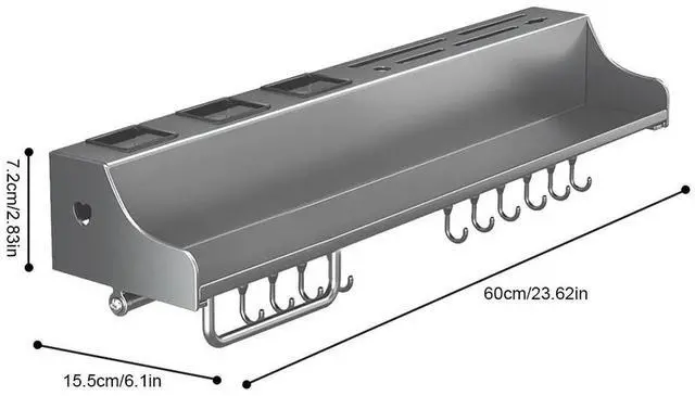 Alt view image 5 of 8 - 60CM Hanging Rack Punch-Free l Rack Space-Saving Kitchen Spice Rack for Chopsticks Spoons Shovels Organize