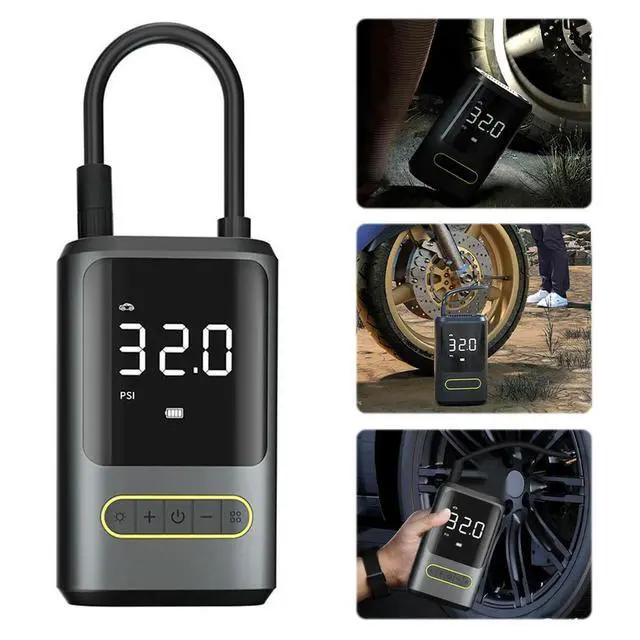 Alt view image 6 of 8 - Electric Tire Pump with Light Portable Car Inflator Pump Power Display Car Tire Inflator for Automobile Bicycle Ball