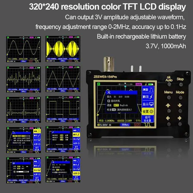 Alt view image 6 of 8 - High-Speed Oscilloscope 40M Sampling Rate Digital Handheld Oscilloscope 18MHz Bandwidth Support Signal Generator Car Repair Tool