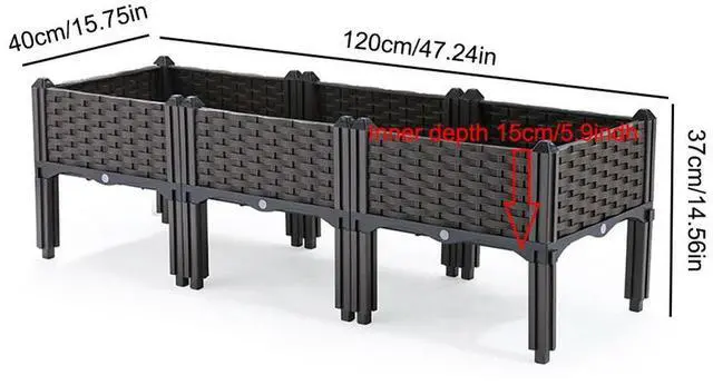 Alt view image 5 of 8 - Plastic Planting Container with Drainage Holes Propagation Box with Legs Raised Bed Elevated for Garden Patio Balcony Restaurant