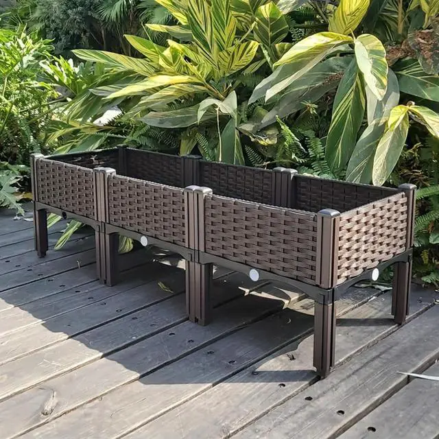 Alt view image 7 of 8 - Plastic Planting Container with Drainage Holes Propagation Box with Legs Raised Bed Elevated for Garden Patio Balcony Restaurant