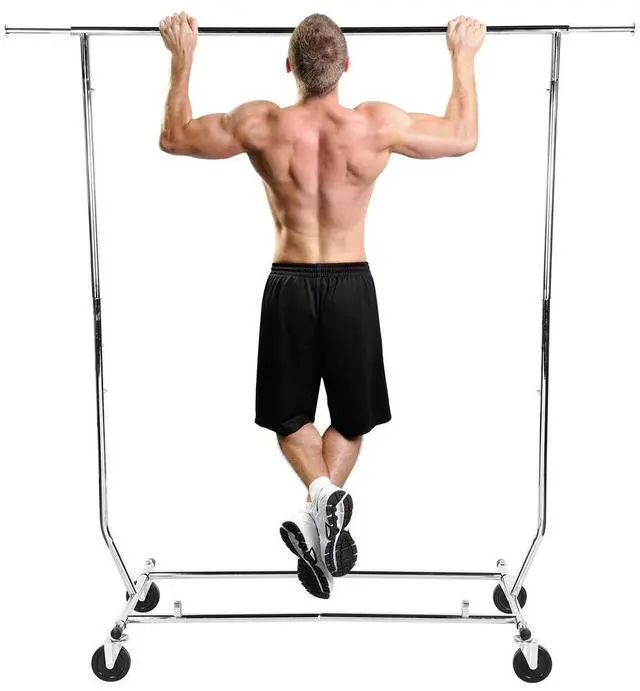 Alt view image 5 of 7 - Clothes Rack with Lockable Wheels Standing Rolling Clothing Rack Portable Closet Wardrobe Rack for Bedroom Laundry Living Room