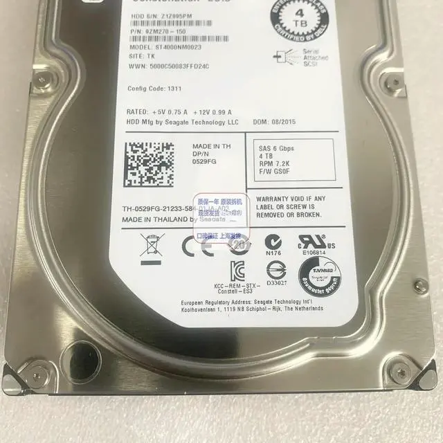 Alt view image 2 of 2 - 9ZM270-150 ST4000NM0023 4T 4TB 0529FG Server Hard Drive SAS