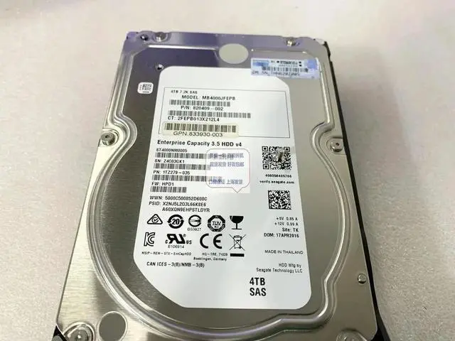 Alt view image 3 of 3 - 33928-B21 4TB SAS 12G 7.2K Hard Drive 834134 MB4000JFEPB