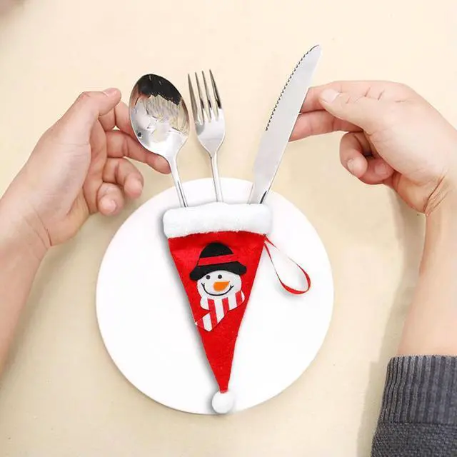 Alt view image 2 of 4 - Christmas Hat Tableware Bag Creative for Home Holiday Party Decor (A)