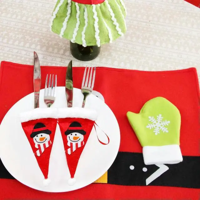 Alt view image 4 of 4 - Christmas Hat Tableware Bag Creative for Home Holiday Party Decor (A)
